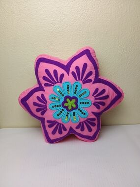 Barnes & Noble Pink and Purple Floral Star Accent Pillow